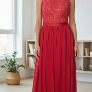 Modelo Abigail - Vestido Rojo con Encaje