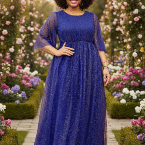 Modelo Irene - Vestido Azul con Mangas