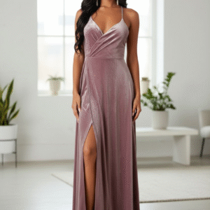 Modelo Lauren - Vestido Lila en Terciopelo