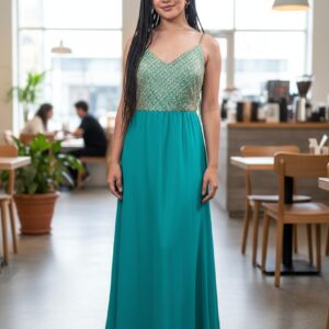 Modelo Azucena - Vestido Verde Agua con Breteles