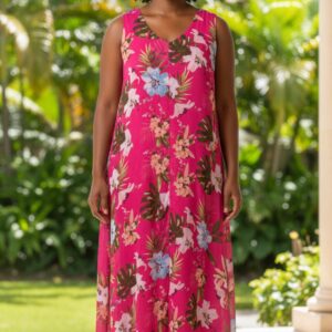 Modelo Emma - Vestido Fucsia Estampado