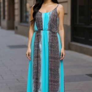 Modelo Molly - Vestido Verde Agua Estampado