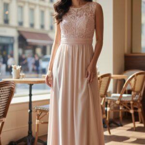 Modelo Raquel - Vestido Rosa Claro Pastel