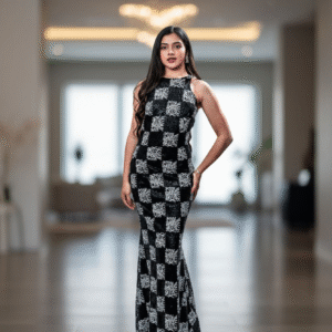 Modelo Benita - Vestido Blanco en Lentejuelas