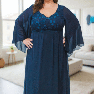 Modelo Yolanda - Vestido Azul con Mangas