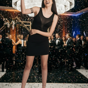 Modelo Aspen - Vestido Negro con Transparencias