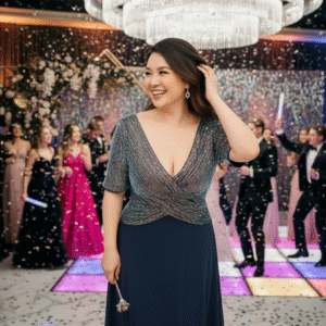 Modelo Stephanie - Vestido Azul con Mangas