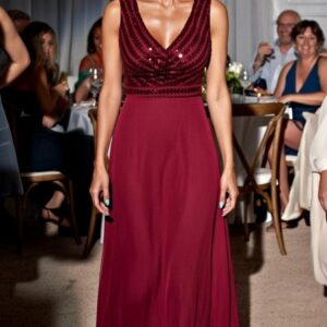 Modelo Flavia - Vestido Bordó con Lentejuelas