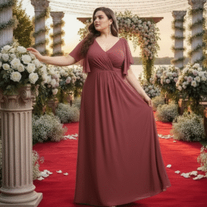 Modelo Juana - Vestido Rosa Viejo con Mangas