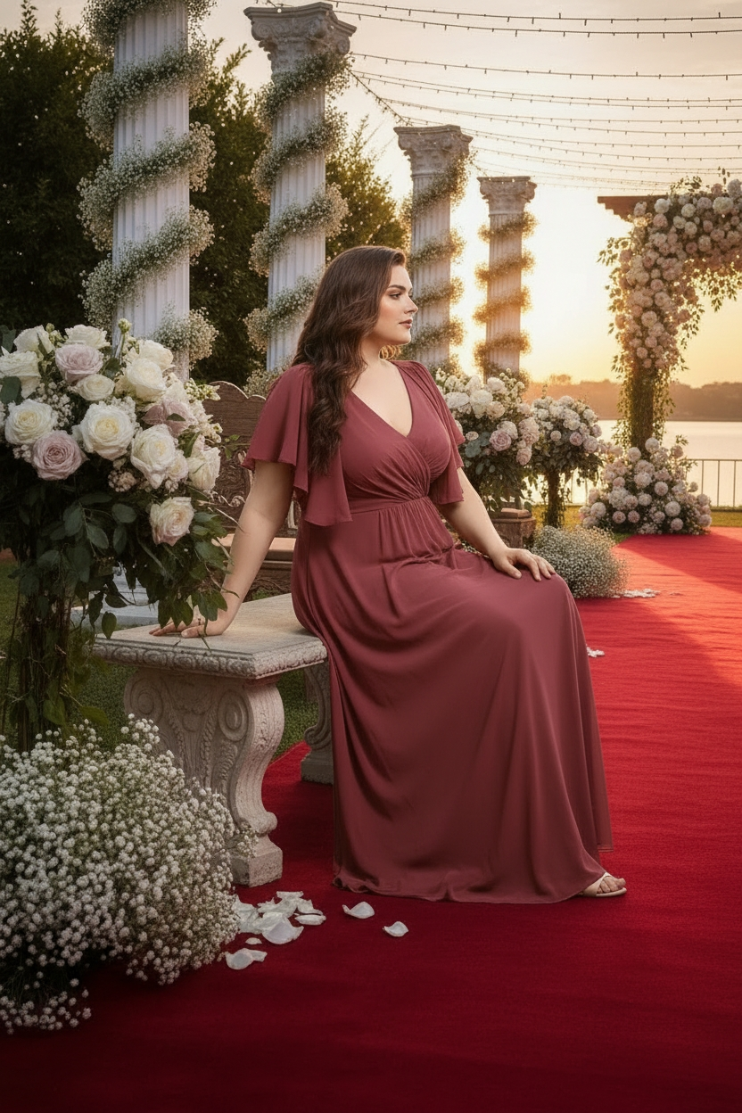 Modelo Juana - Vestido Rosa Viejo con Mangas - Image 2