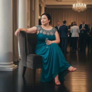 Vestido de fiesta largo color verde ideal para invitada disponible en Azira, Montevideo.